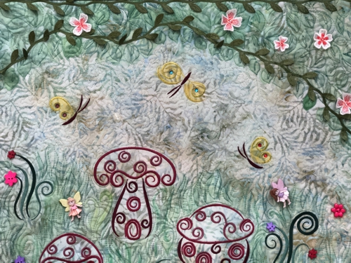 Close-up of the quilt's embellishments.