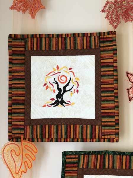 Fall-themed one-block quilt.