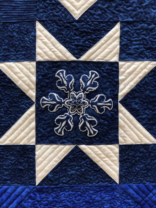 Close-up of the embroidered star.