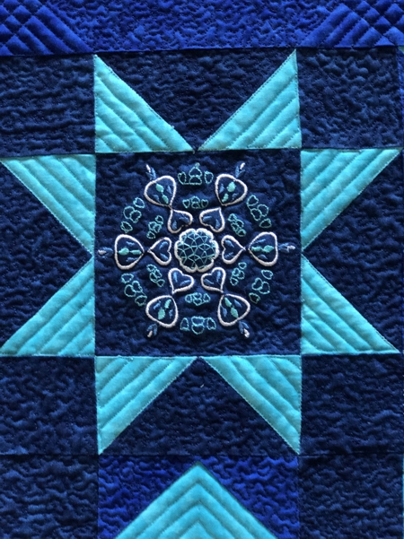 Close-up of the embroidered star.
