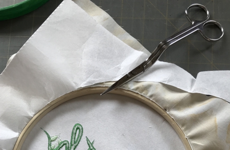Trim the stabilizer close to the hoop.