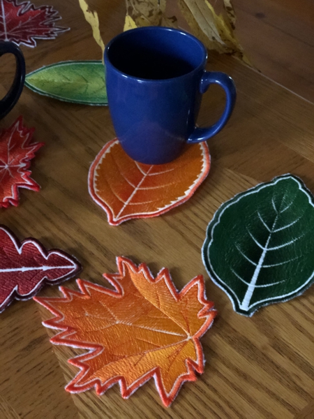 Finished coasters on a table