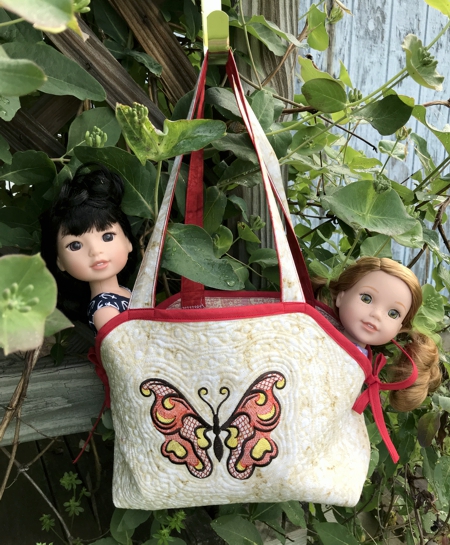 Finished bag with 2 dolls in it.