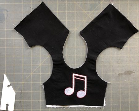 Bodice with lining turned out on the right side.