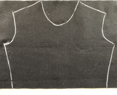 Pattern of the front drawn on fabric.