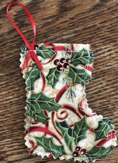 The back of the stocking ornament.