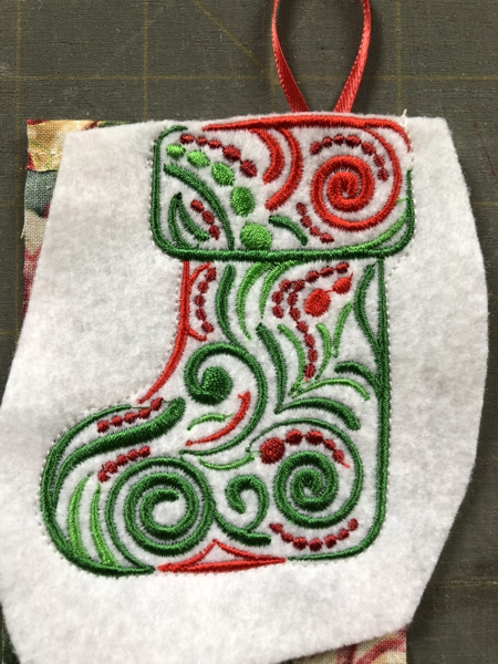 Topstitch along the outline of the stocking.