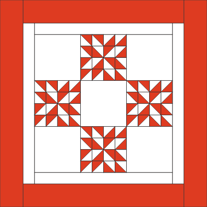 Red and White Nativity Quilt