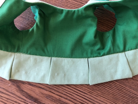 Lower edge of the lining slip-stitched in place.