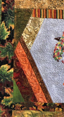 Close-up of the quilting and embroidery.