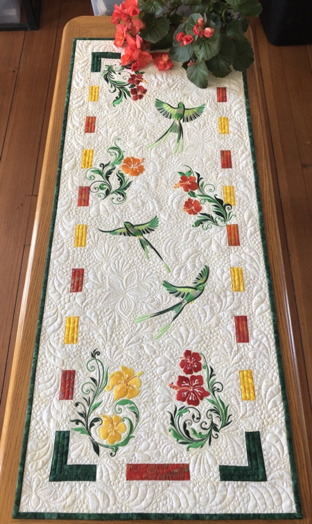 Birds and Blooms Quilted Tablerunner