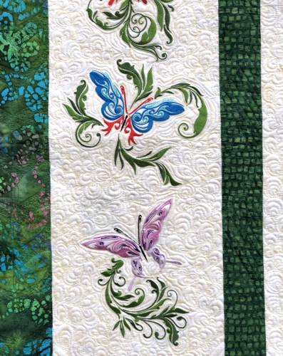 Close-up of the butterfly embroidery