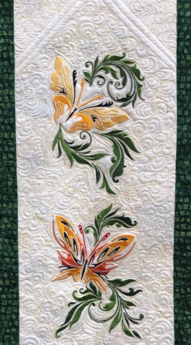 Close-up of the butterfly embroidery