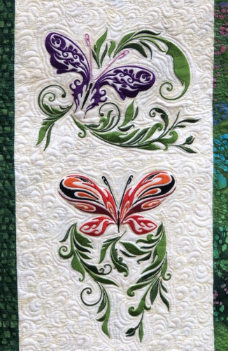 Close-up of the butterfly embroidery