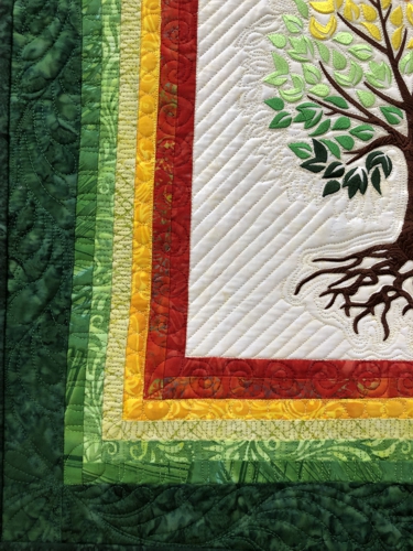 Close-up of quilting patterns