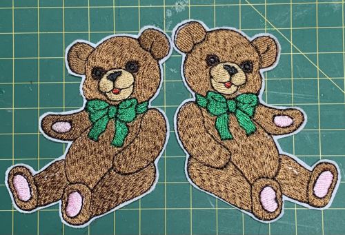 Mirror stitch-outs of the teddy bear