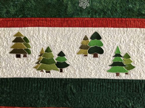 Close-up of the quilting and embroidery.