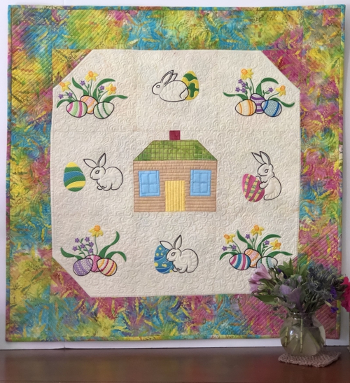 Easter Egg Hunt Wall Quilt with Machine Embroidery