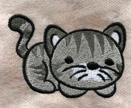 Close-up of the kitten embroidery