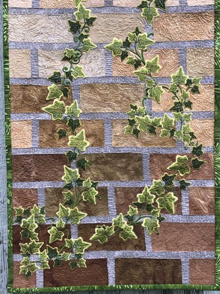 Close-up of the quilting and embroidery.