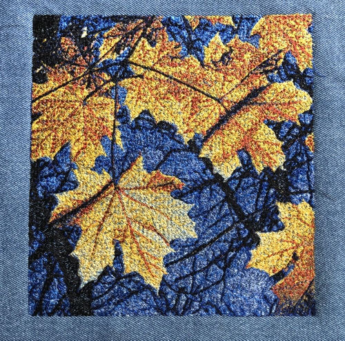 Stitch-out of the Maple Leaves design.