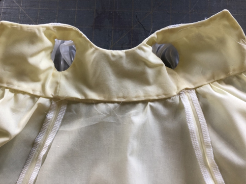 Fold the lining back over the stitches.