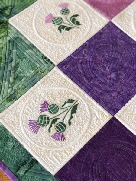 Close-up of the quilting patterns.