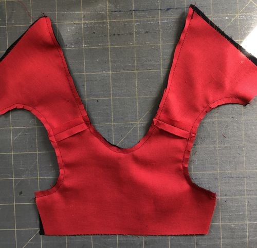 Stitch along the neckline and back, and along the armholes