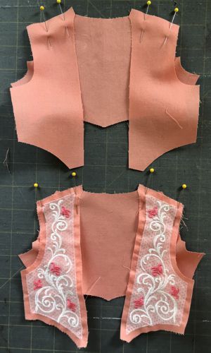 With right sides together match the shoulders and stitch.