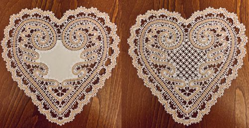 Stitch-outs of the doilies from the set.