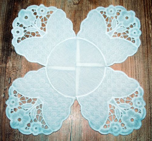 Finished doily after the stabilizer is washed away.