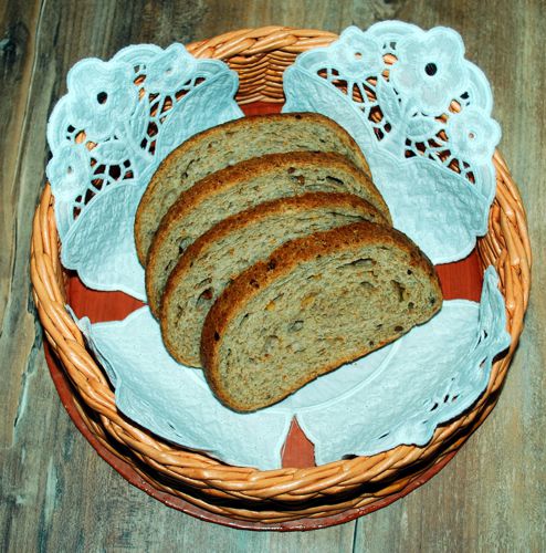 Doily in a basket with bread.