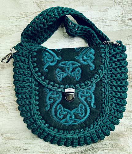 Finished bag with Celtic embroidery.