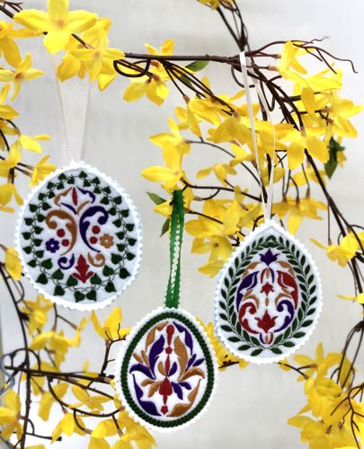 Easter ornaments on a flower garland
