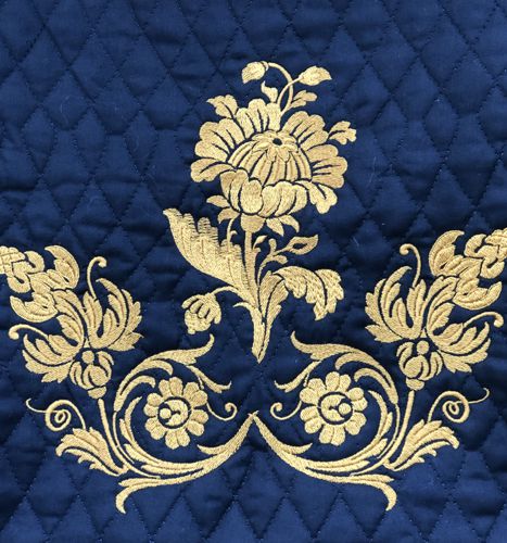 Embroidery on pre-quilted fabric