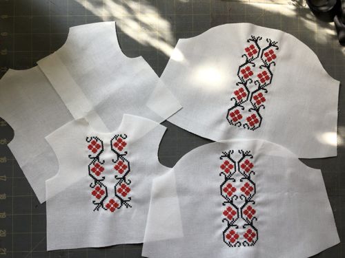 Cut-outs of the big stitch-outs.
