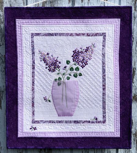 Art Quilt with Lilac Embroidery