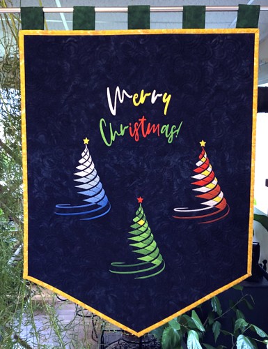 Finished quilted banner with Christmas embroidery