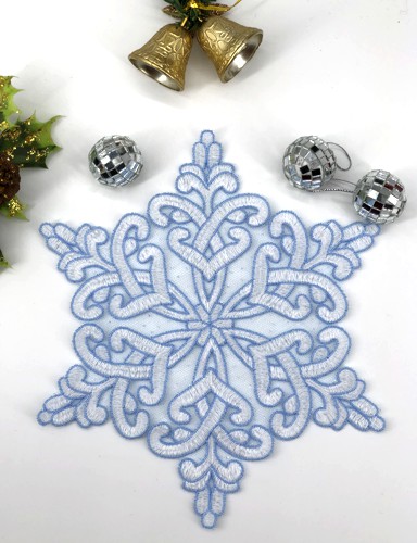 The finished stitch-out of the snowflake.