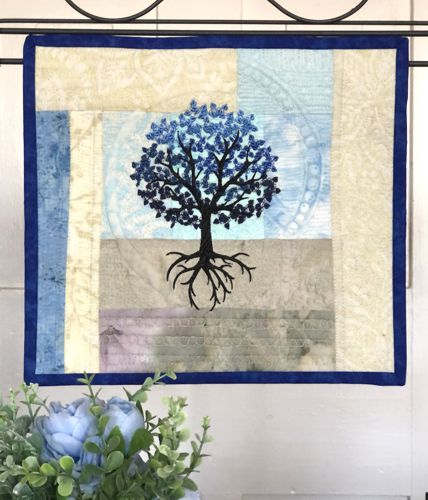 The Twilight quilt is made in blue hues.