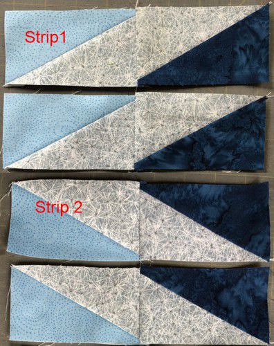 Sew the units into 4 strips.