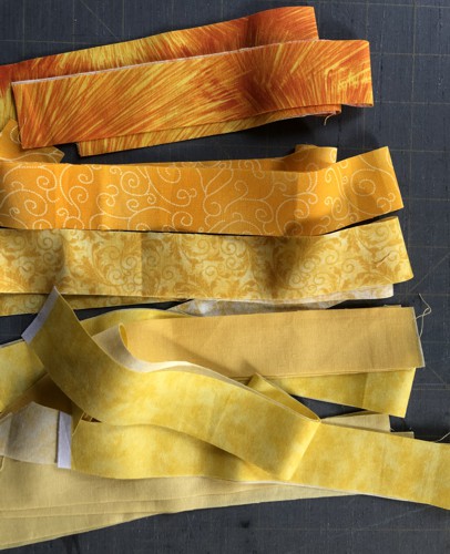 golden yellow strips used in the quilt.