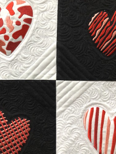 A close-up of the quilting pattern.