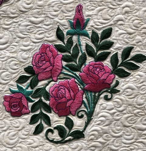 Camellia embroidery in pink