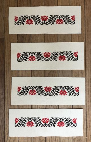 Stitch-outs of the design for the handle strip.