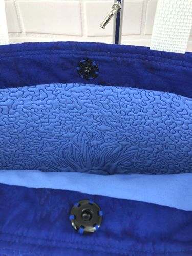 The inside view of the bag with the sew-on snap.