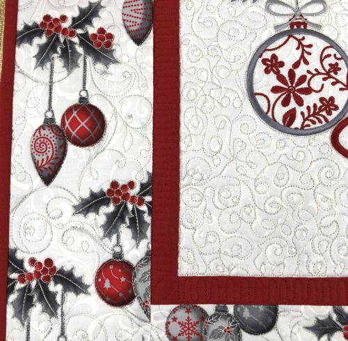 A close-up of the quilting stitches.