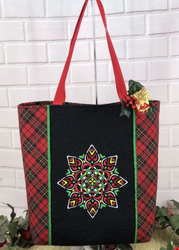 Christmas Quilted Tote with Machine Embroidery