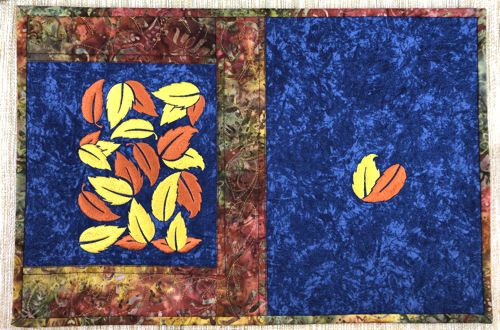 A close-up of a placemat with the leaf panel.