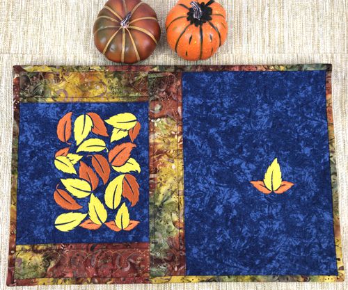 A close-up of a placemat with the leaf panel.